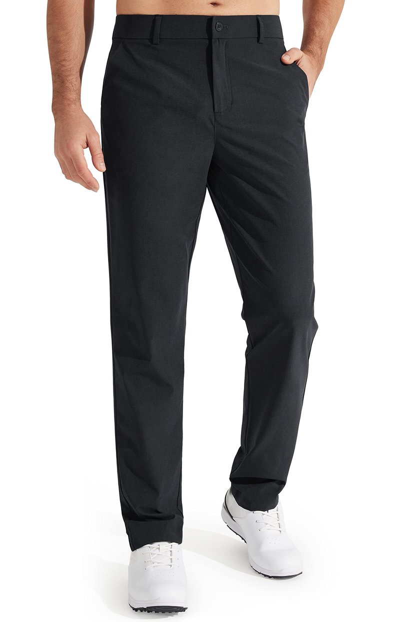 Libin Mens Golf Pants Classic Fit Stretch Work Dress Pants 32" Quick Dry Lightweight Business Casual Trousers Comfort Water Resistant, Black, 44W x 32L