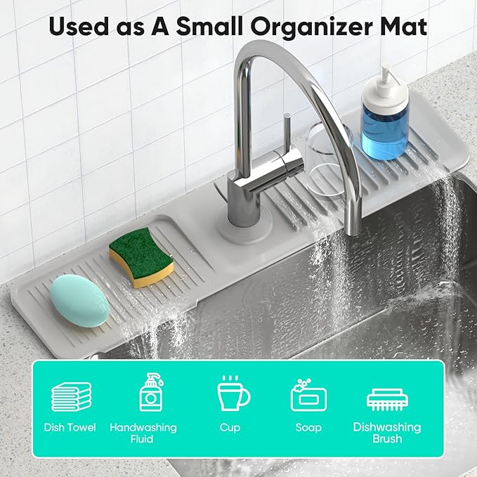 24 Inch Longer Faucet Mat for Kitchen SinkBathroom Kitchen Sink Splash Guard