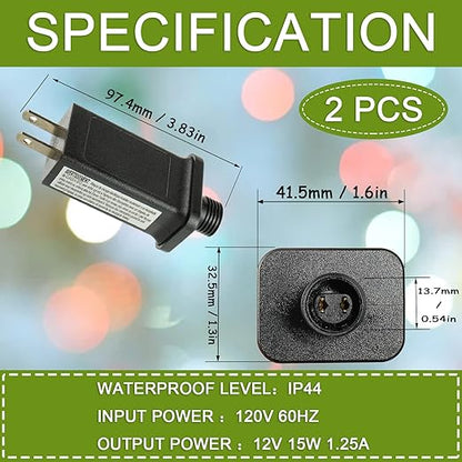 12V 15W LED Transformer Replacement Class 2 Power Supply for Christmas String Light Inflatable Decorations LED Controller IP44 Waterproof Low Voltage