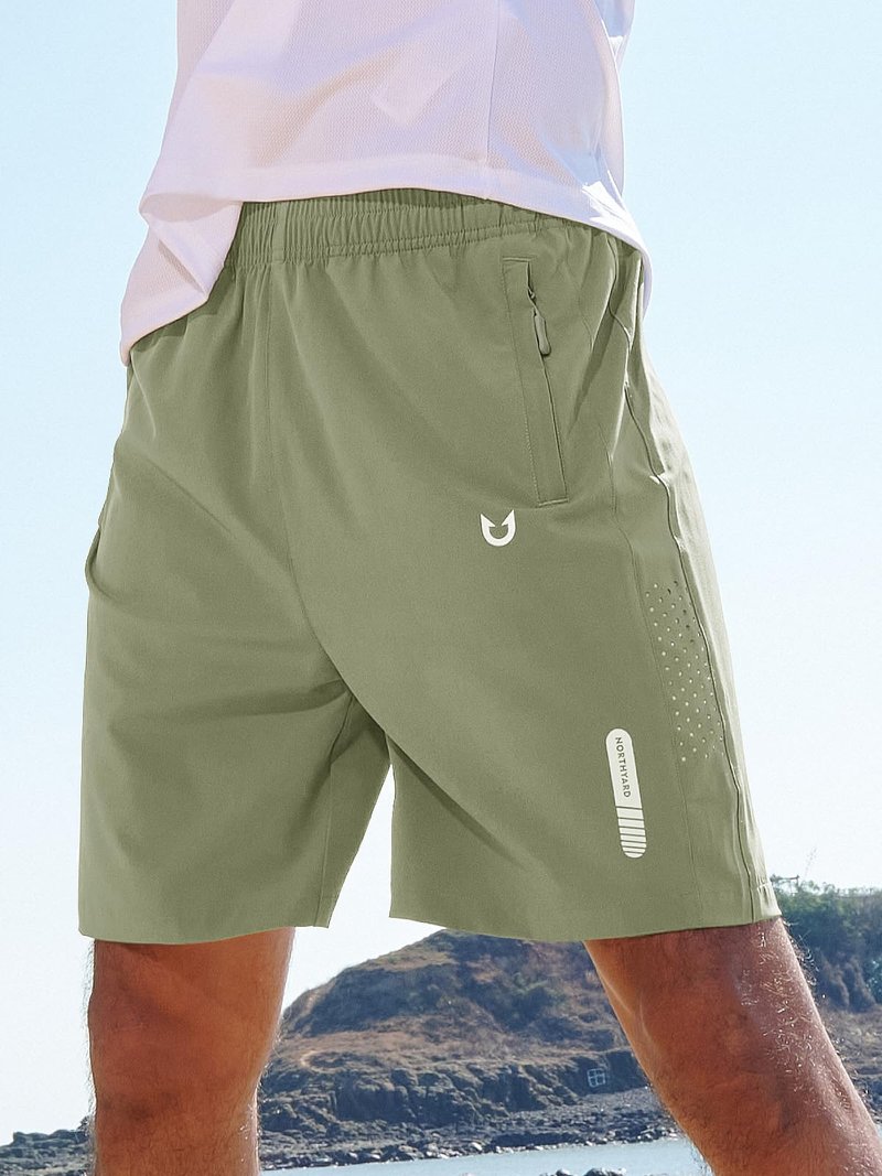 NORTHYARD Men's Athletic Running Shorts Gym Workout 7"/9"/5" Quick Dry Lightweight Sports Basketball Tennis 3 Zipper Pockets LightGreen L
