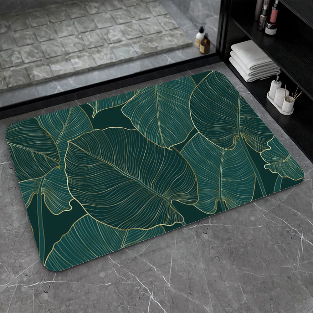 ZHUZHISHAN Diatomaceous Earth Bath Mat,The Leaves Non-Slip Volume Super Absorbent Fast Drying for Bathroom Kitchen Door mat,Eco-Friendly Easy to Clean 16×24Inch (40 * 60cm)
