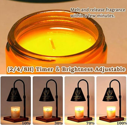 Modern Candle Warmer Lamp with Timer, My Person My Light, Couple Anniversary Valentines Day Gifts for Men Women, Adjustable&Dimmable Candle Lamp Warmer, Black Candle Warmer, Vintage Home Decor
