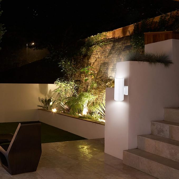 Outdoor Wall Light, Exterior Lighting - ETL Listed, 2 Light Bulbs Included, Aluminum Waterproof Wall Mount Cylinder Design - Up Down Light Fixture for Porch, Backyard and Patio