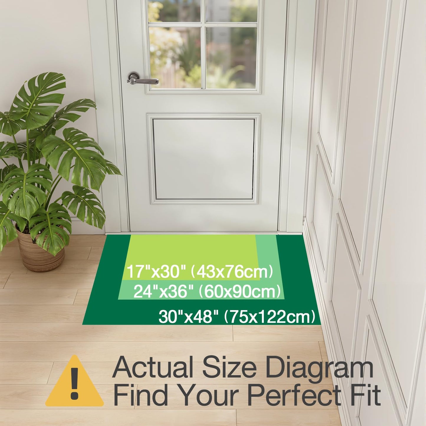 LUMI 17x30 Geometric Indoor Door Mat, Low-Profile Non-Slip Stain Resistant