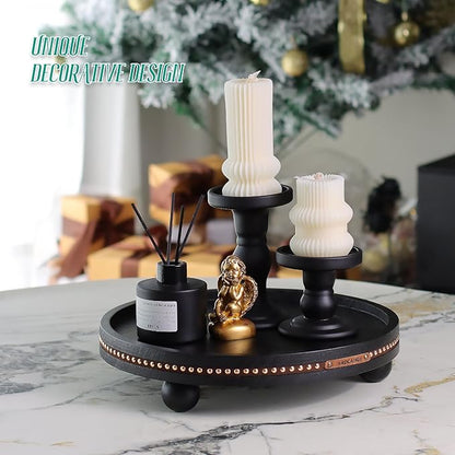 Decor Decorative Round Tray 11.81in for Home Decor for Coffee Table Farmhouse Kitchen Table Living Room Bathroom Centerpiece Tray Decor