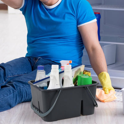 Zerdyne Plastic Cleaning Caddy with Handle, Plastic Cleaning Tote for Cleaning Supplies, Small Classroom Caddy, Gray