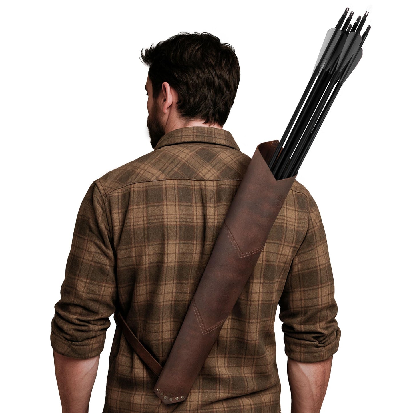 Valhalla Gear, Back Arrow Archery Quiver, Vintage Holder for Shooting Practice, Training, Full Grain Leather, Handmade Archer Accessories (Bourbon Brown)