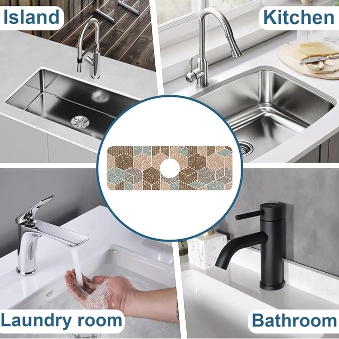 Geometry Blocks Sink Splash Guard Glitter Geometry Faucet Absorbing Mat Fast