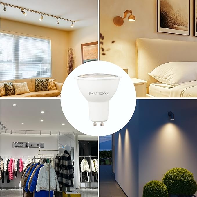 GU10 LED Light Bulbs - 5W, Daylight White (5000K), Non-Dimmable, 700 Lumens, Wide 110° Flood Beam, Great for Recessed and Track Lighting in Kitchens, Living Rooms, and Bedrooms, 12-Pack
