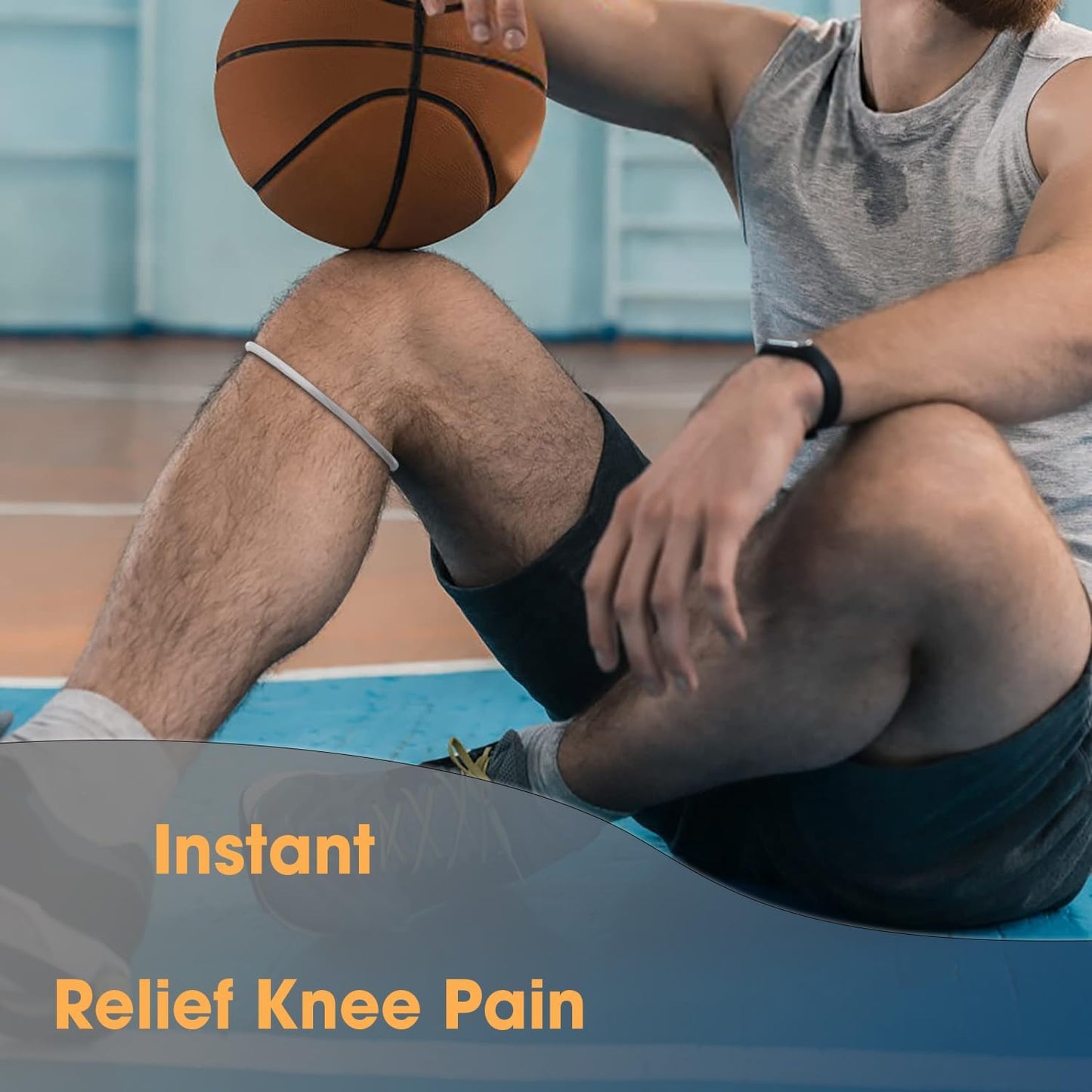 Ovnshery Knee Strap Patella Support: Knee Band for Patellar Tendon Pain Relief - Knee Brace for Tendonitis Jumpers Running Sports Basketball Men Women (Grey)