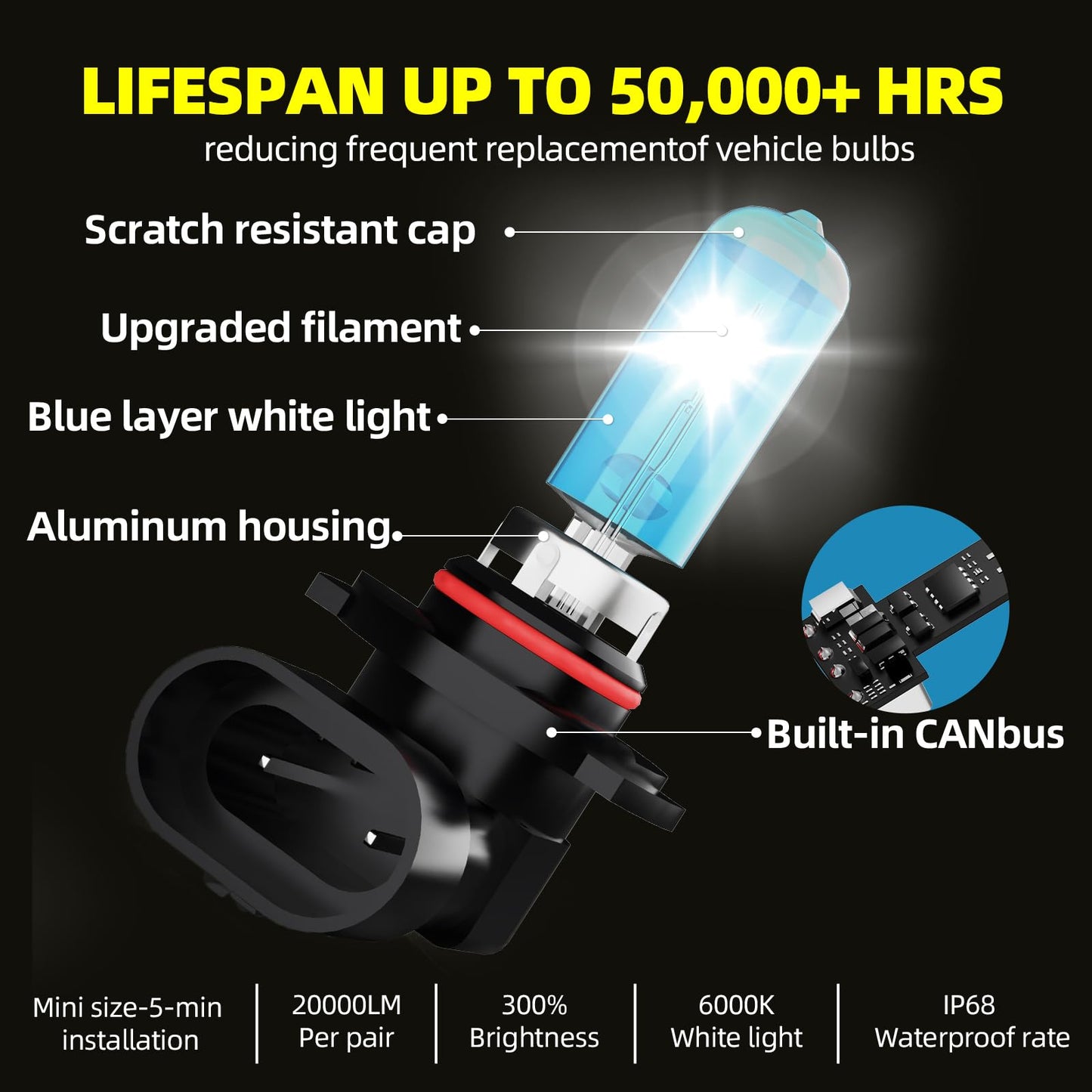 AYGZRUB Upgraded Headlight Bulbs Fit For Volkswagen Passat 2002-2005,H7 High Beam+H7 Low Beam H3 Fog Lights+T10 License Plate Lights,High Performance,6000K White Light,Plug n Play,8PCS