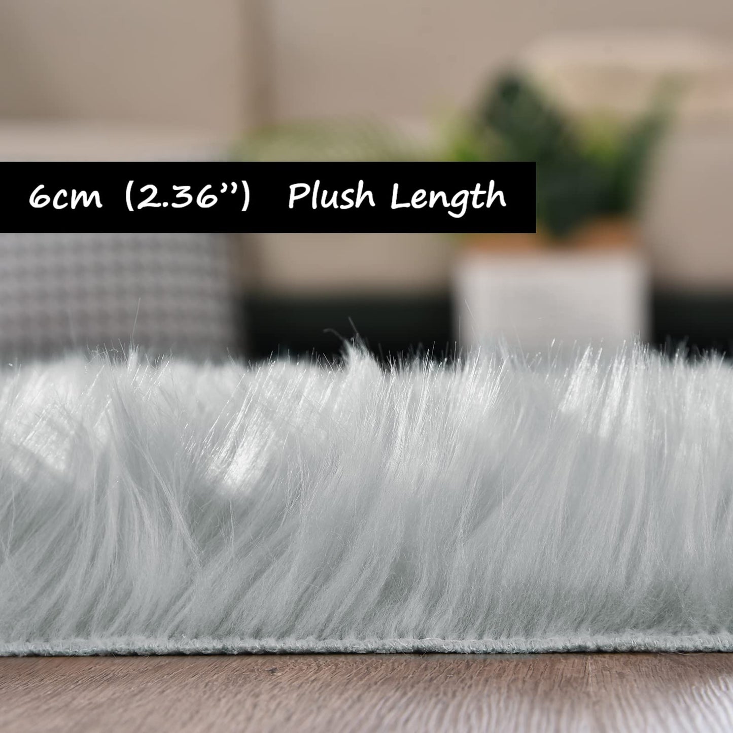 Goolela Grey Fluffy Fuzzy Furry Rug 2x3 Gray Faux Sheepskin Fur Rug for Bedroom Living Room Dorm Small Soft Bedside Carpet Plush Washable Rectangle