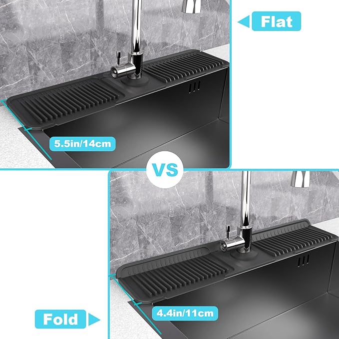 Folding faucet mat for kitchen sink-sink splash guard behind faucet-silicone