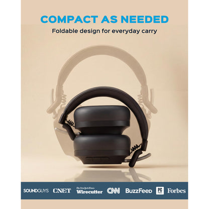 TREBLAB Bluetooth Headphones Over The Ear, Noise Cancelling, Hybrid ANC, 64H Battery, IPX4, Foldable Wireless Headphones with Mic, Lightweight, Work and Travel – U5