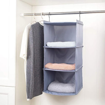 Hanging Closet Organizer and Storage 3-Shelf, Easy Mount Foldable Hanging