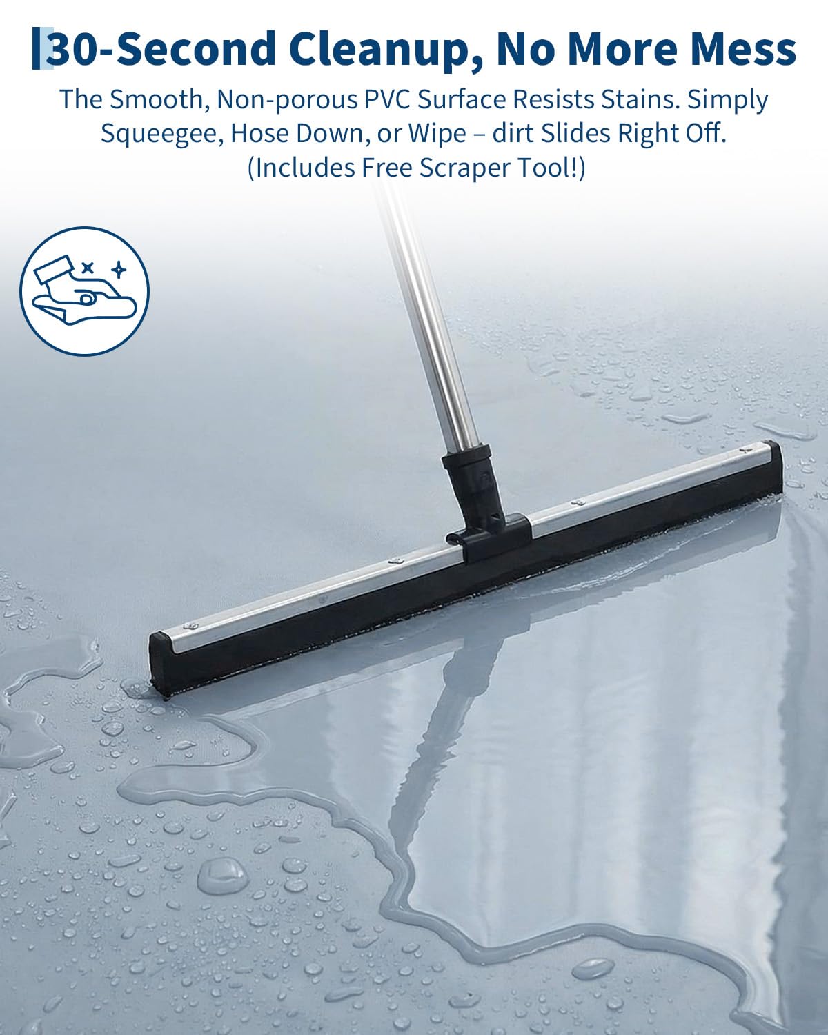 Garage Mat with Raised Edge, 1000D PVC Non-Slip Floor Protector for Cars Trucks SUVs, Snow Melt Containment Tray for Winter, Comes with Squeegee & 8 Attachment Straps, 4 Size Options (7.9x16 to 8.6x22