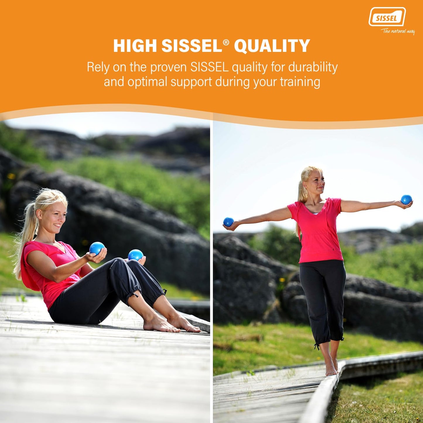 SISSEL Pilates Toning Ball Set of 2, 1 lb Each | Optimal Addition for Balance & Strength | Versatile Training for Arms, Shoulders & Upper Body | Compact & Effective | Color: Blue