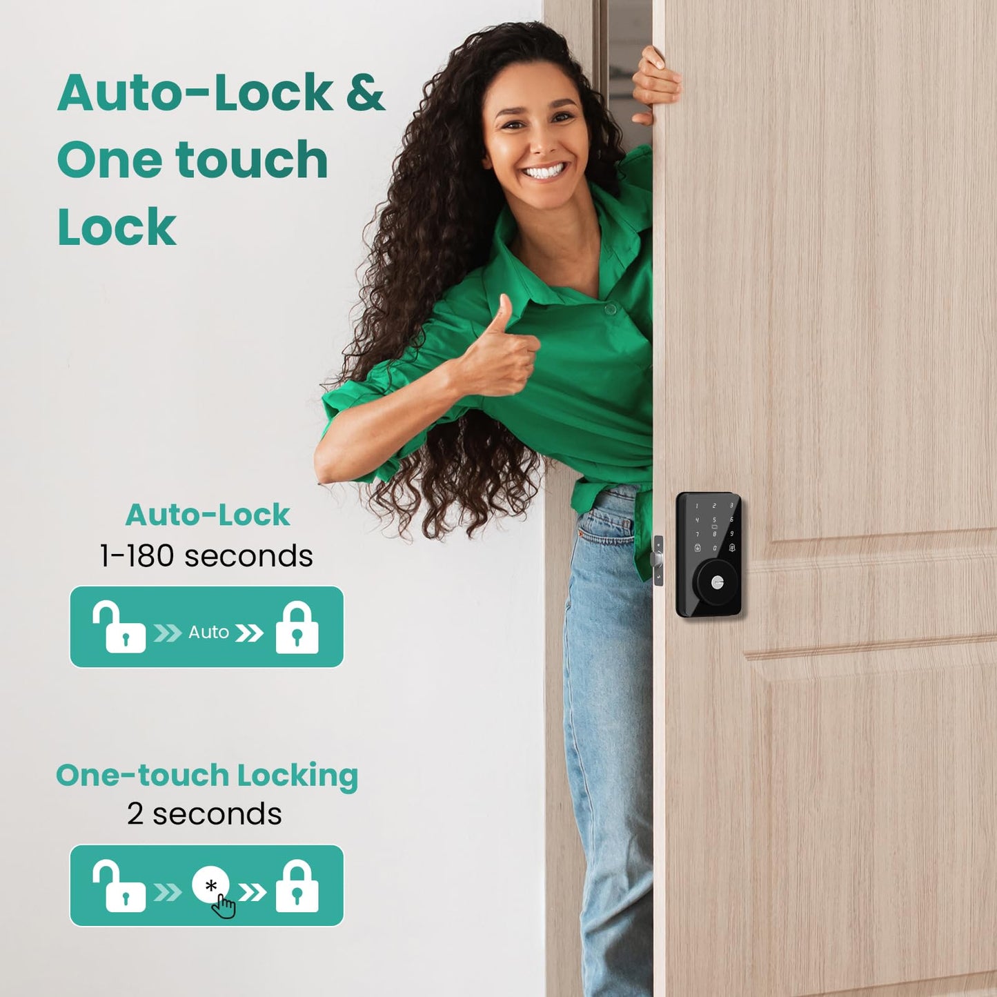 Smart Lock, 4-in-1 Keyless Entry Door Lock for Front Door, 6 Digital Code Door Lock with Keypad, Bluetooth Smart Deadbolt, App Control