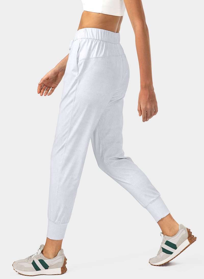 SANTINY Women's Joggers Pants Pockets Drawstring Running Sweatpants for Women Lounge Workout Jogging(Heather White_M)