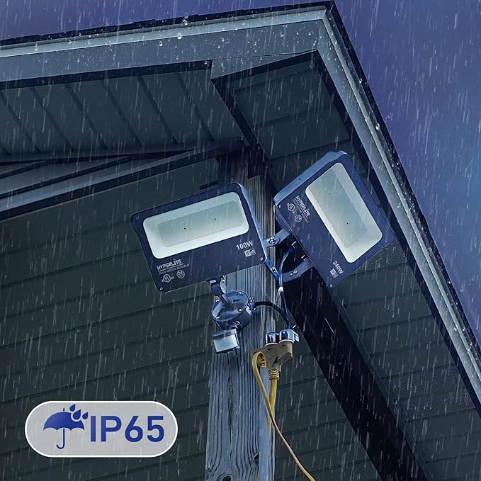HYPERLITE LED Flood Light 240W 28800LM 5000K Daylight IP65 Waterproof Outdoor Floodlights UL Certified for Court,Garden,Warehouse