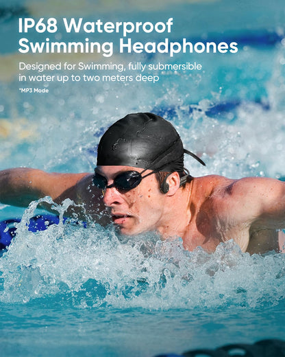 Swimming Headphones, Bone Conduction Headphones, 5.4 Bluetooth wireless open Earphones Sports,IP68 Waterproof Headphone Built-in 32GB MP3 Player,swimming headphone underwater for Running, Cycling