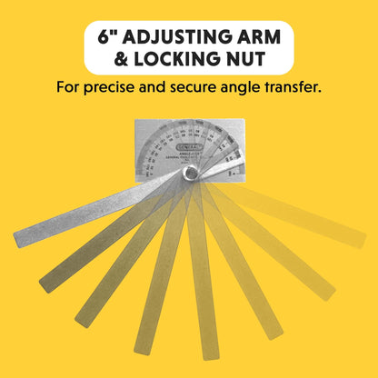General Tools Angle Protractor #17 Stainless Steel Square Head - Measuring Tool for Carpenters & Woodworking Hobbyists