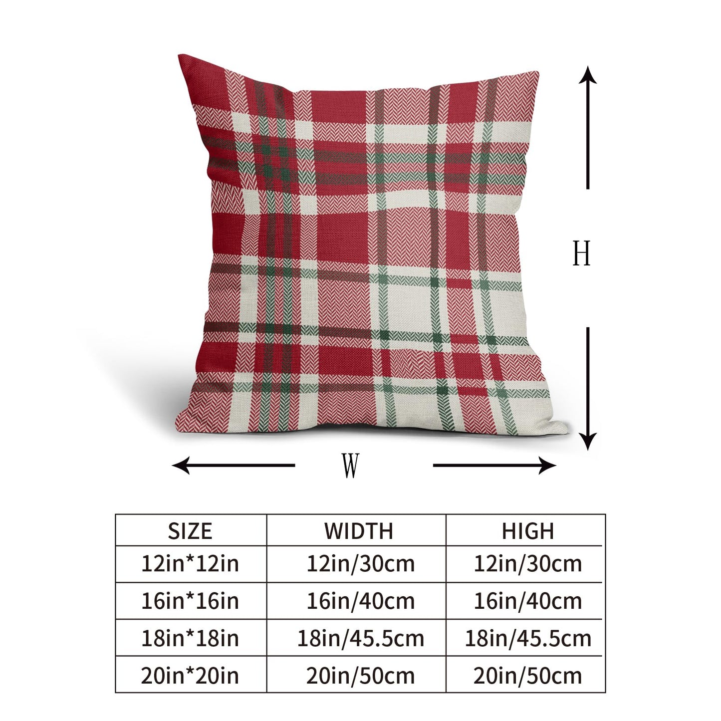 Christmas Plaid Pillow Covers 18x18 Set of 2 Red Green Cream Buffalo Checkered Decorative Tartan Pillowcases Xmas Winter Holiday Outdoor Rustic Farmhouse Throw Cushion Case Decor for Couch Sofa Bed