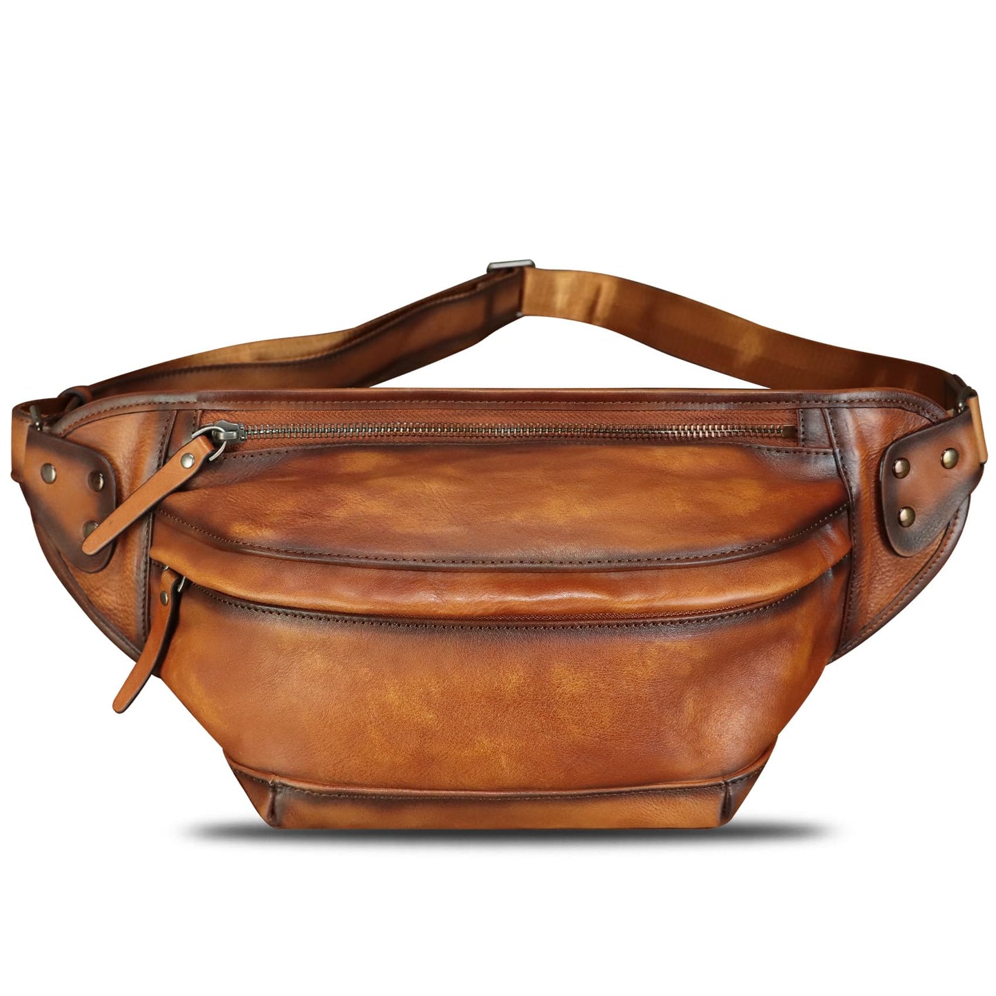 Genuine Leather Fanny Packs for Men and Women Hip Waist Bag Real Leather Fanny Sling Bag Crossbody Chest Purse (Brown)