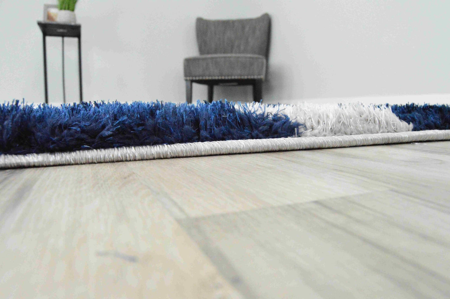 Modern Fluffy Plush Shag Shaggy Rug Hand Carved Thick Soft Geometric Abstract Carpet Vibrant Colors for Living Room Bedroom Office Design 6485 (Navy, 5'2"x7'5")