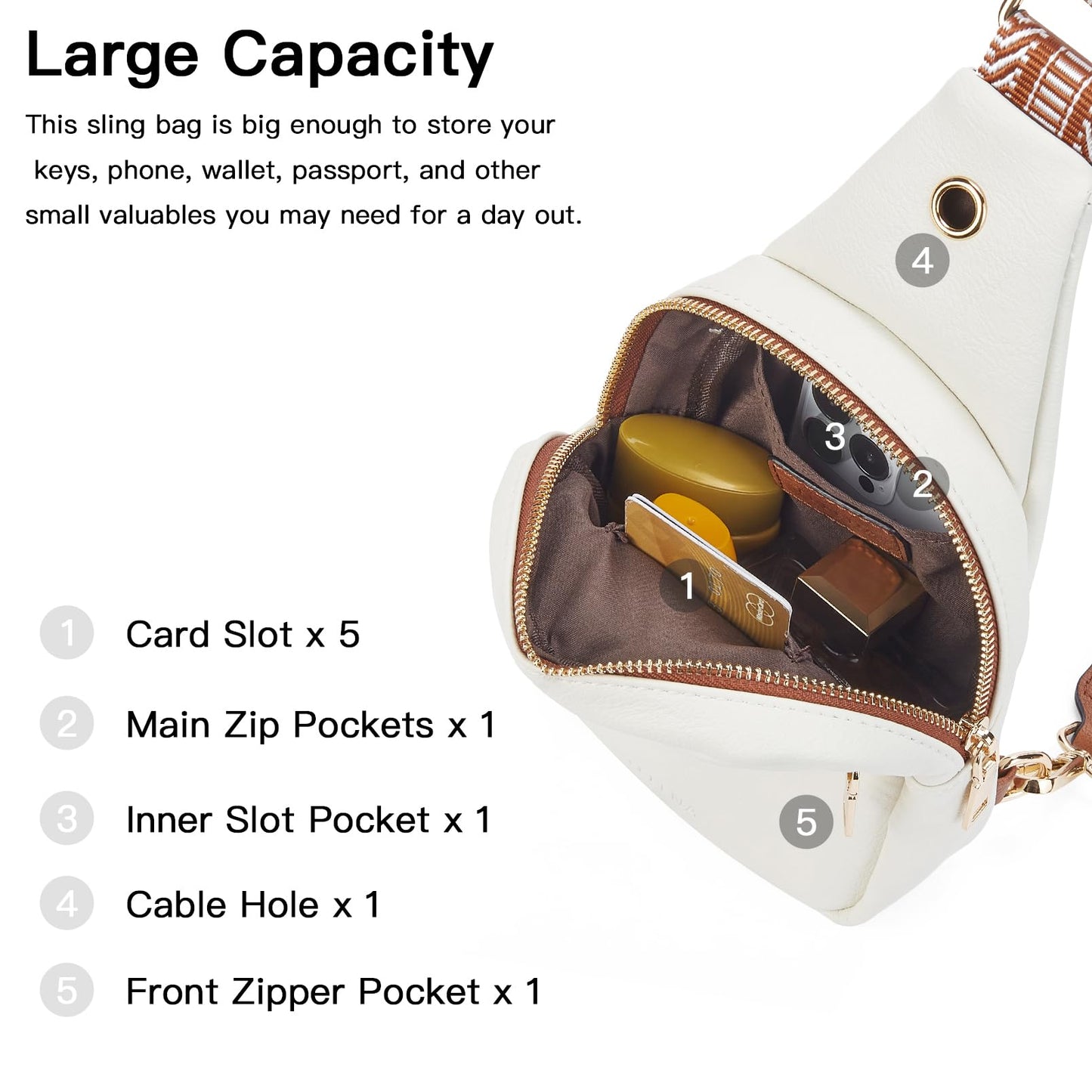 Telena Small Sling Bag for Women Leather Crossbody Fanny Packs Chest Bag for Women
