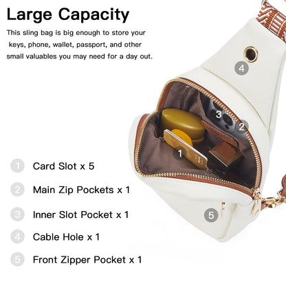Telena Small Sling Bag for Women Leather Crossbody Fanny Packs Chest Bag for Women