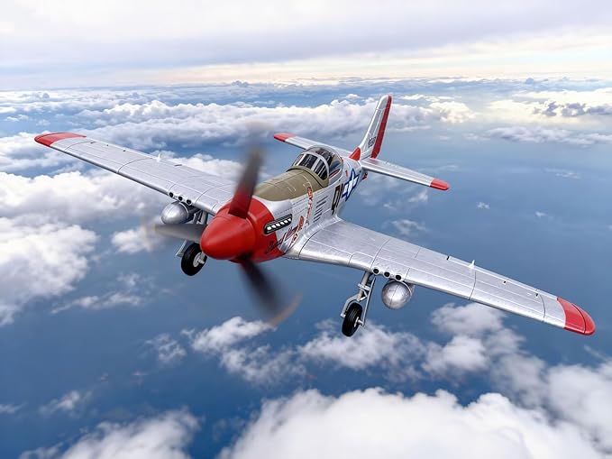 690MM 27Inch P-51D P51 Mustang Large Brushless Remote Controlled Plane Airplane for Beginners Adults 14Y+ Expert 4CH Hobby RC Glider 3D Aerobatic / 6G Gyro Xpilot 1/16 (RTF 2-Batteries)