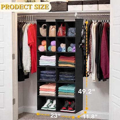 Ofiray-home 6 Tier Hanging Closet Organizer, 16 Compartments Sweater Organizer