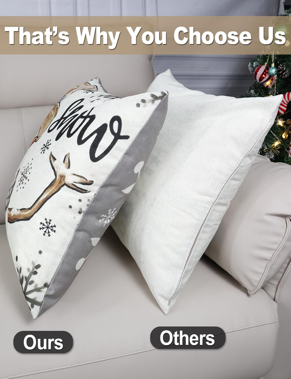 multiwins Christmas Decorations Set of 4 Double-Sided Print Christmas Pillow Covers 20" x 20", with 8 Cute Patterns, Throw Pillow Covers Perfect for Home Christmas Decor