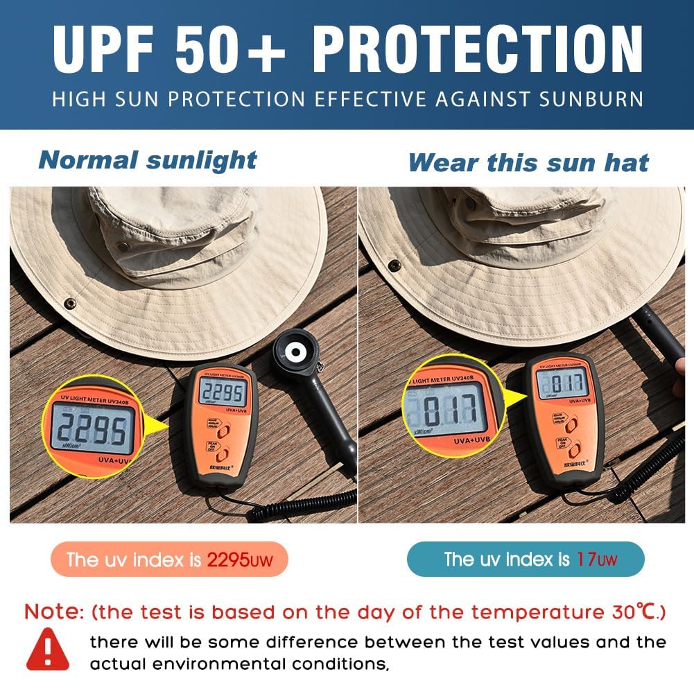 Comhats Sun Hats for Men Neck Cover Flap Protection UPF50+ Wide Brim Summer Boonie Bucket Waterproof Summer Golf Packable Travel Big Head X-Large XX-Large XL XXL Light Grey