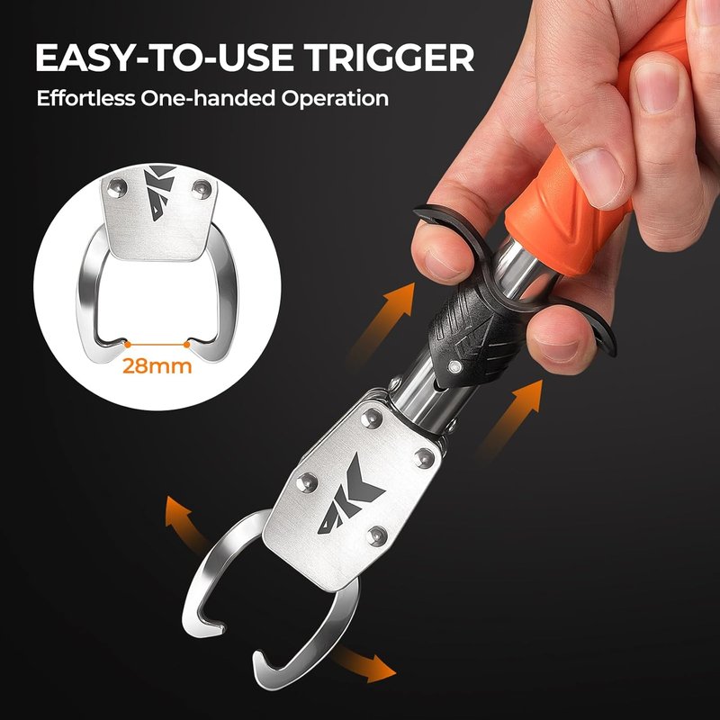 KastKing Paradox 9" Lip Grip - Corrosion-Resistant Stainless Steel Fish Landing Tool with Non-Slip Handle & Adjustable Wrist Strap