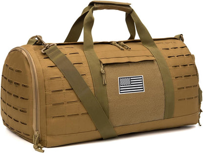 QT&QY 40L Military Tactical Duffle Bag For Men Sport Gym Fitness Tote Travel Training Workout With Shoe Compartment Basketball Football Weekender