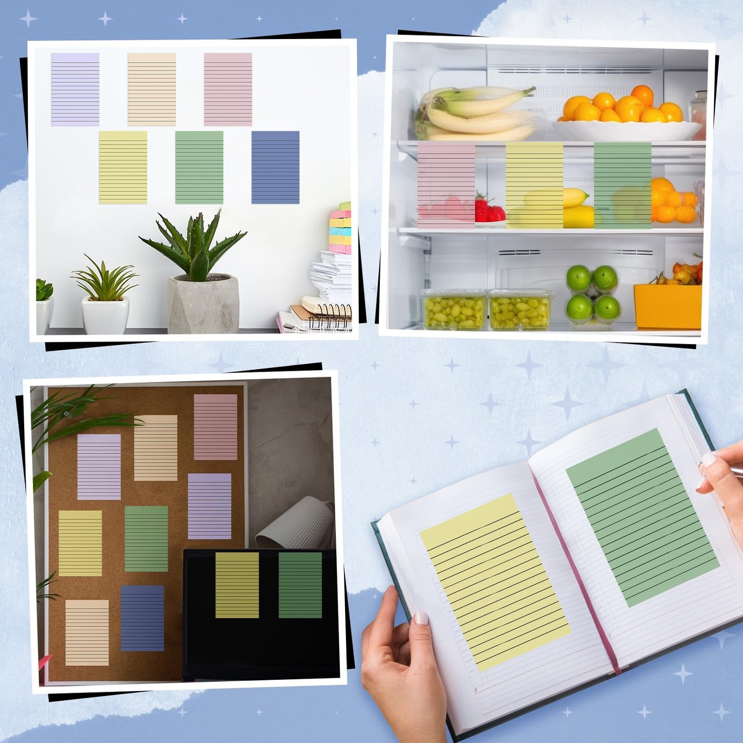Yinder 6 Pack 180 Sheets Pastel Transparent Sticky Notes Translucent Clear Lined Self Sticky Note, Back to School Gifts for Bible Tabs, Book Tabs, School Supplies, Office, 4 x 6 Inch (Light Color)