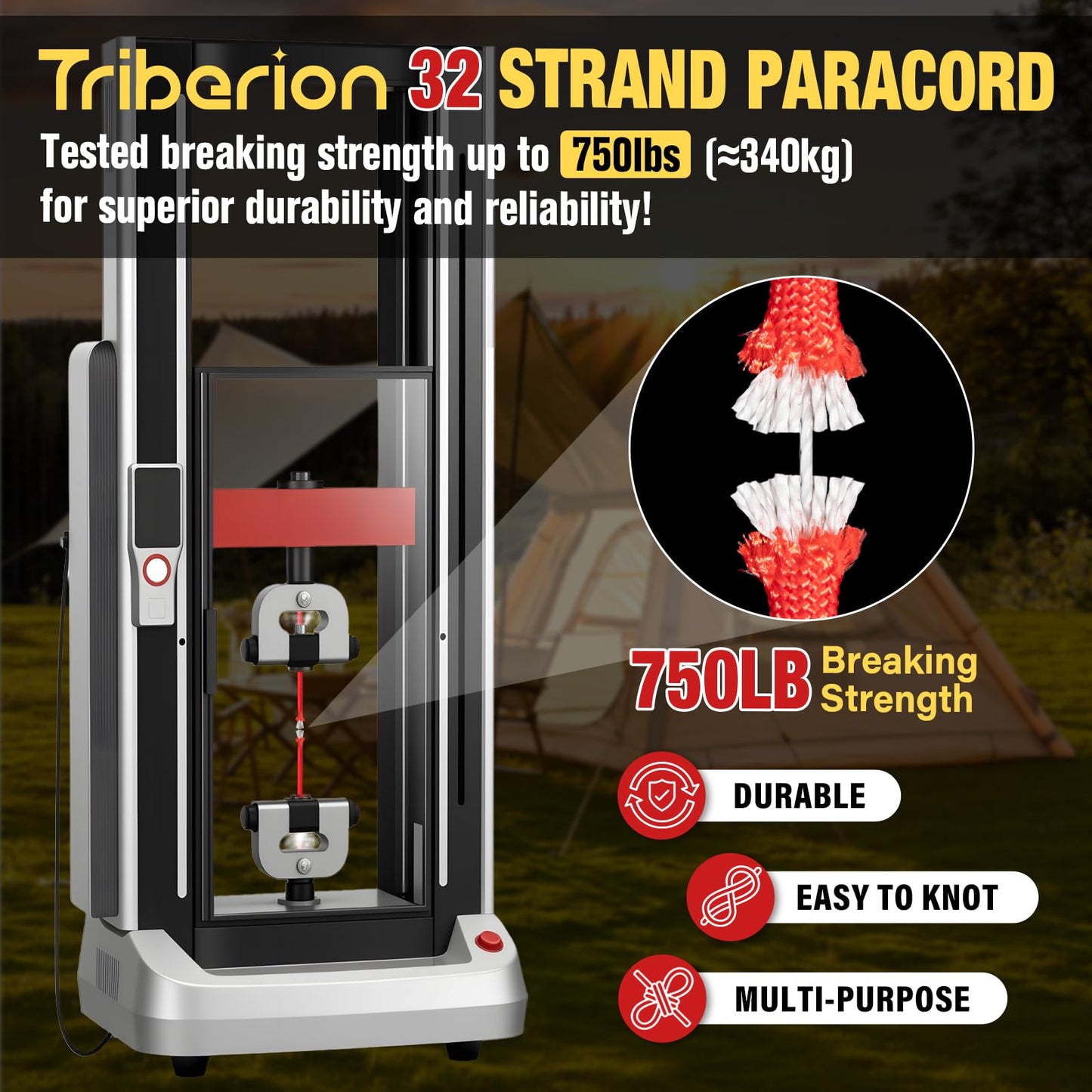 TRIBERION Paracord Rope 750 lb - 500ft 5/32" Parachute Cord 4MM 12-Strand para Cord - Heavy Duty Spool String for Survival,Camping Gear, Survival Bracelet, Clothesline - Red