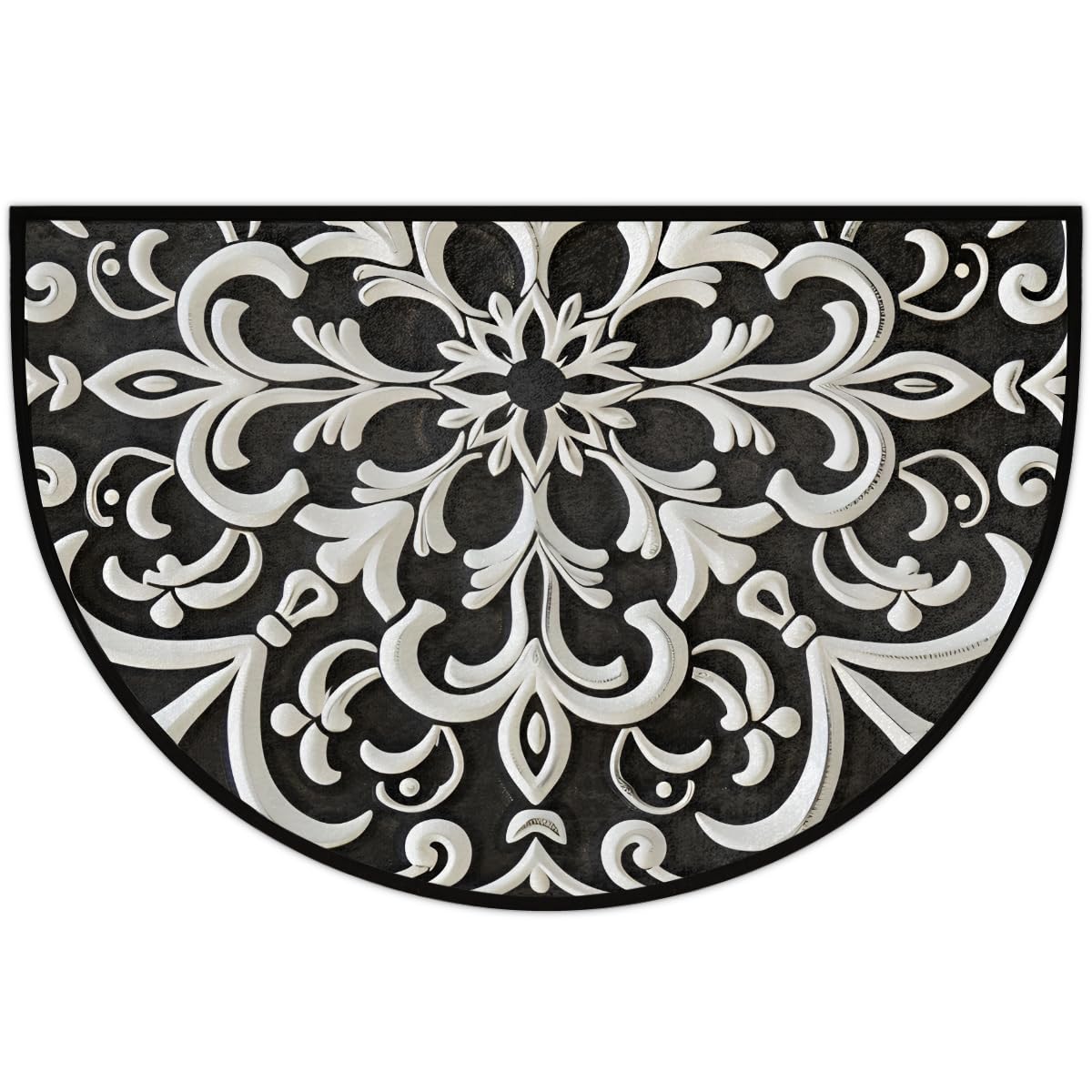 XZXFSYJH Mandala Half Round Door Mat Non Slip Half Circle Rugs