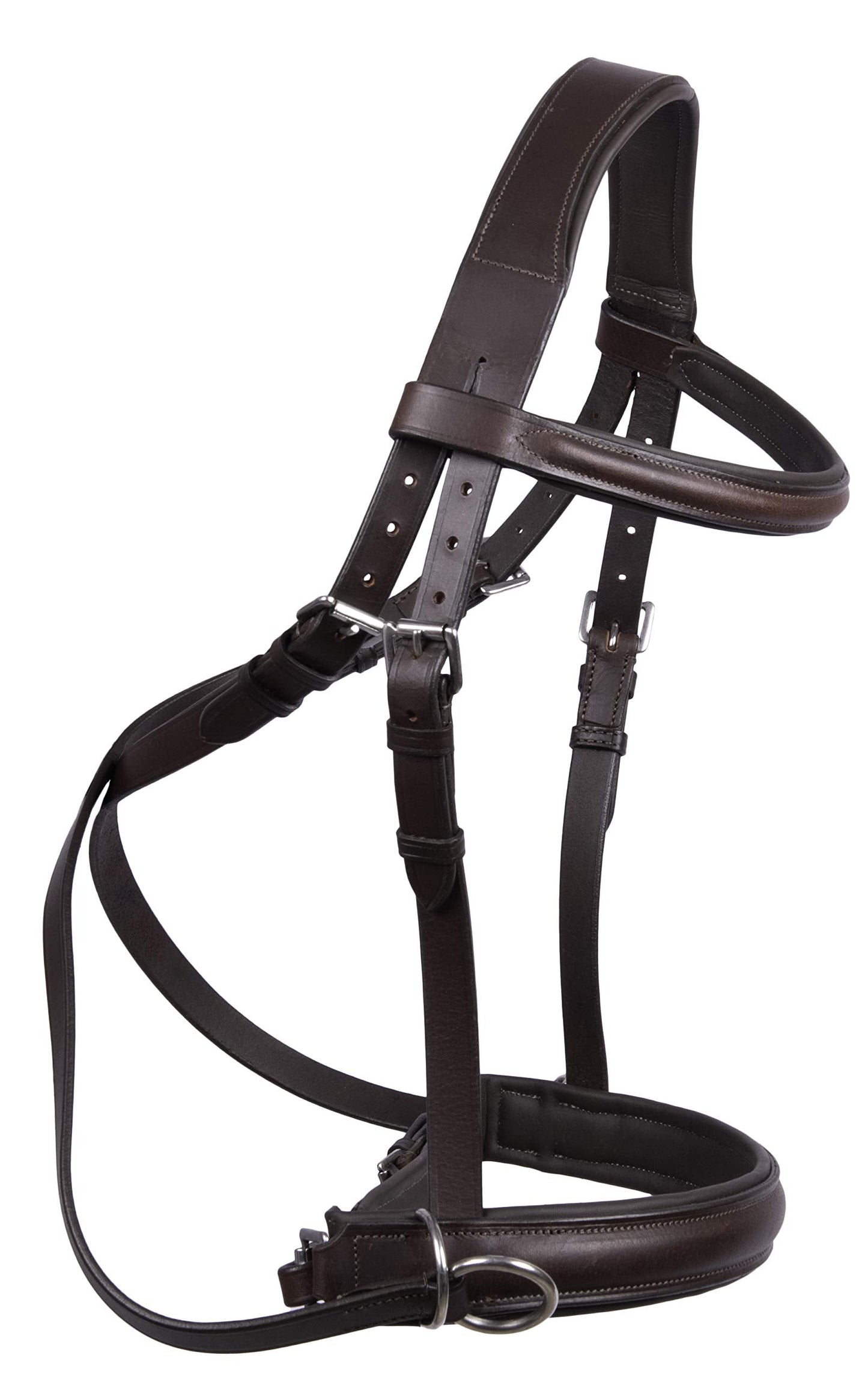 Wonder Care Genuine English Leather Crossover Crossunder Bitless Bridle for Horse Headstall with Reins