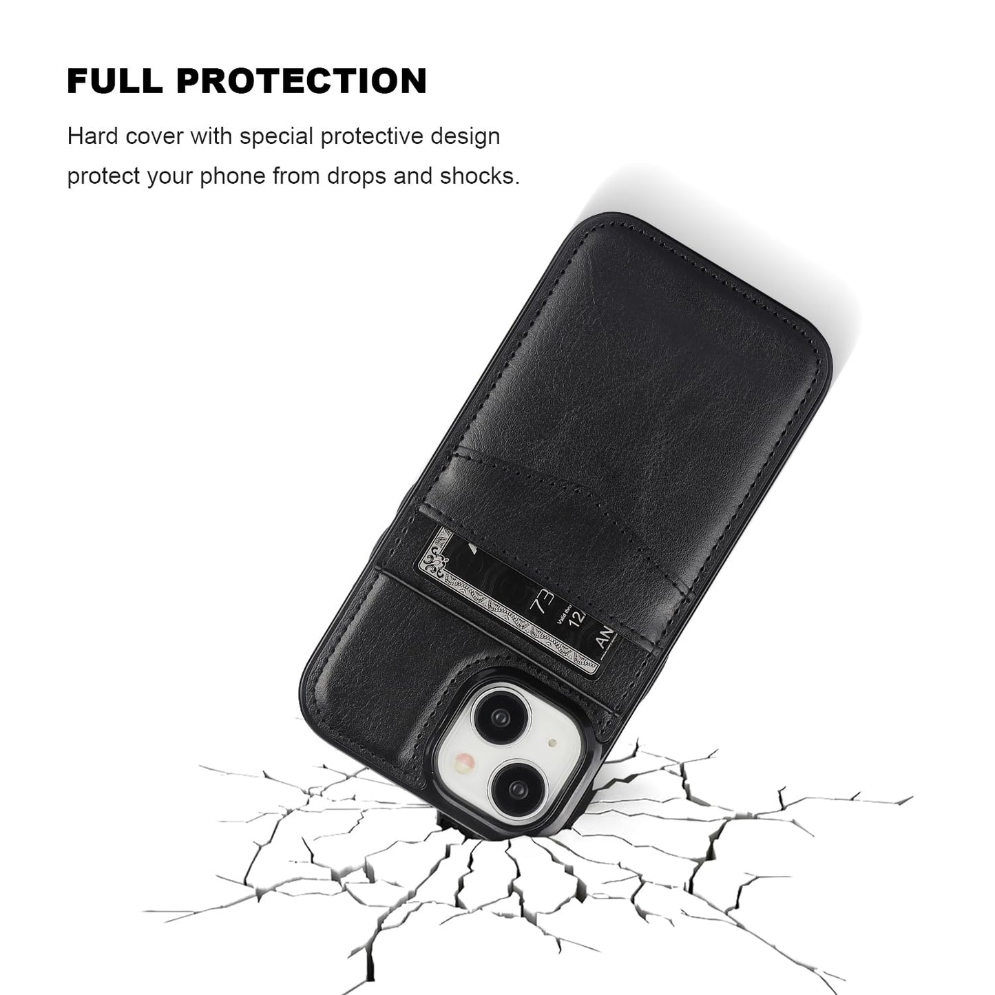 KIHUWEY Compatible with iPhone 15 Case Wallet with Credit Card Holder, Flip Premium Leather Magnetic Clasp Kickstand Heavy Duty Protective Cover for iPhone 15 6.1 Inch (Black)