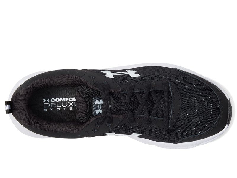 Under Armour Men's Charged Assert 10 Shoes, (001) Black/Black/White, 14 Wide