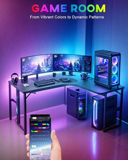 Keiurot 4 Pre-Cut RGB LED Strip Lights with App Remote Control, 5V USB