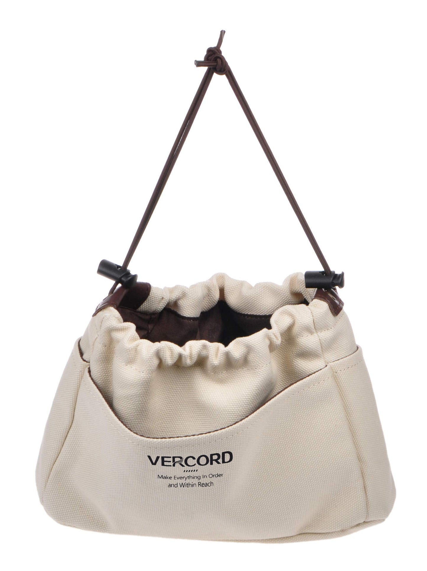 Vercord Canvas Handbag Organizers, Sturdy Purse Insert Organizer Bag in Bag, 10 Pockets Beige Small