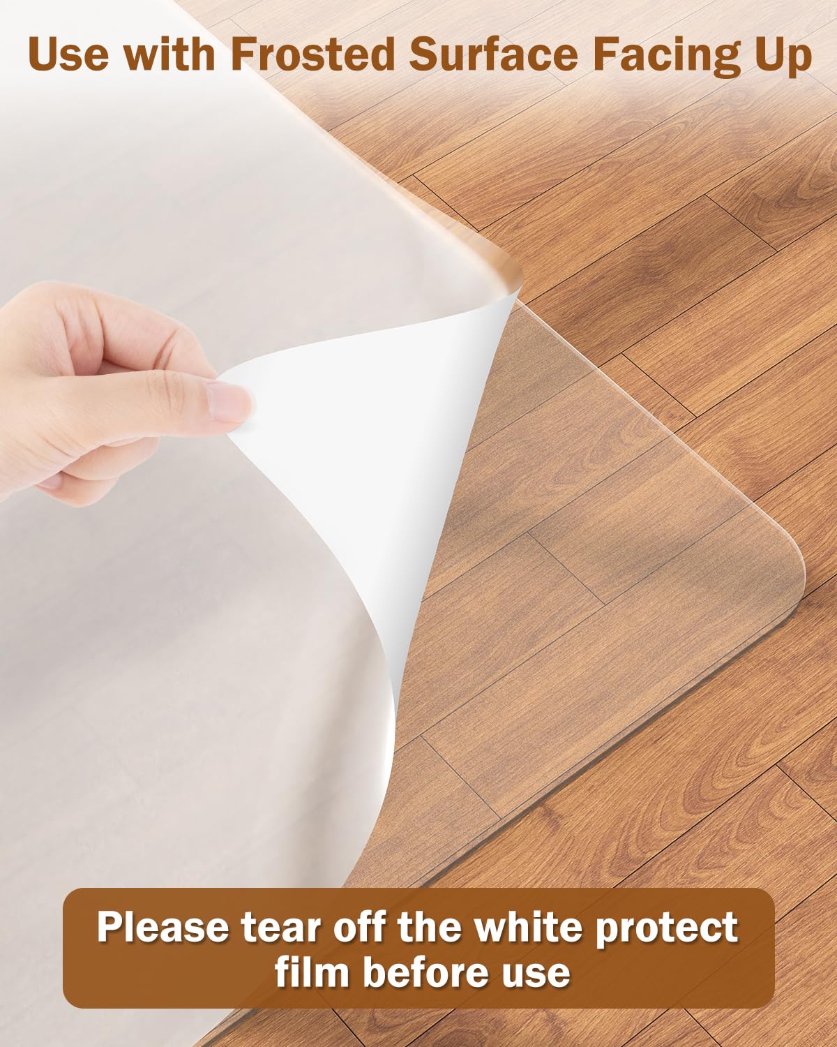 Blvornl Frosted Clear Chair Mat for Hardwood Floor, 32.5"*53" Hard Material Office Chair Mat, Memory Plastic Computer Chair Pad for Rolling Chairs, Desk Floor Rug for Office and Home