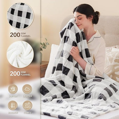 Homemate Electric Blanket Heated Queen Size - 84“x90“ Ultra Soft Cozy Flannel Heating Blanket with 10 Fast Heat Levels 8 Hours Auto Off Over-Heated Protection ETL Certification Keep Warm in Home