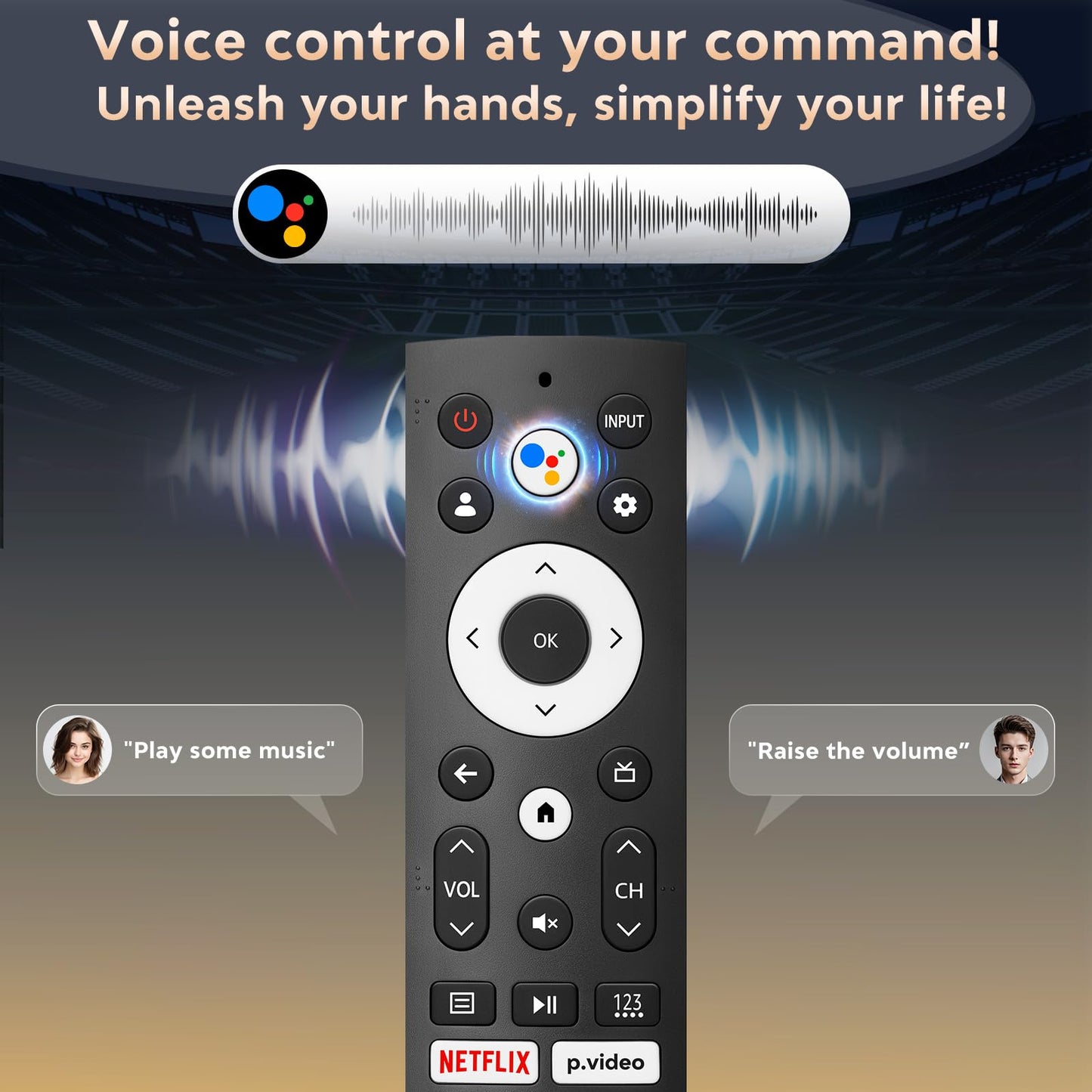 Voice Remote Control Replacement for Hisense Smart Google TV，Compatible with Hisense QLED UHD Mini-LED ULED Google TVs