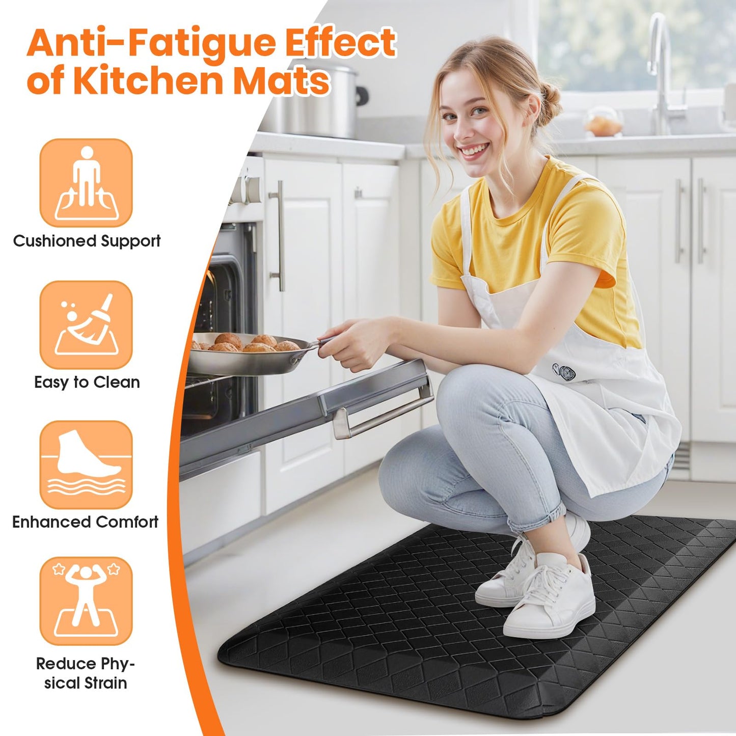 TranquilMoments 4/5 Inch Extra Thick Kitchen Mats for Floor,Non Slip Anti Fatigue Kitchen Rugs,Waterproof Stain Resistant Sink Mat,Cushioned Standing and Comfort Mats for Office (17"x24" Black)