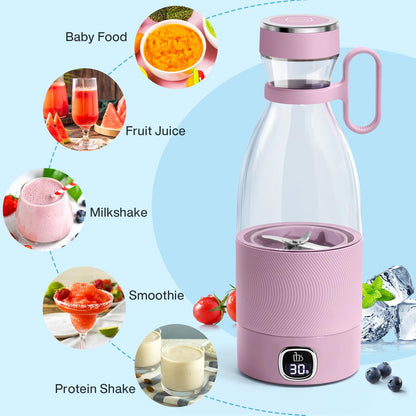 MIAOKE Portable Blender,Fashion Portable Blender for Shakes and Smoothies 11.8 Oz,Magnetic USB Fast Charging Mini Mixer Bottle,Take It for Traveling, Outdoor, Gym, Office, Cars, Gift -PK